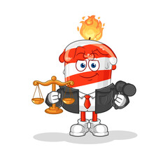 Obraz premium birthday candle lawyer cartoon. cartoon mascot vector