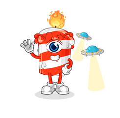 birthday candle alien cartoon mascot vector