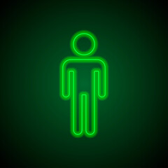 Man simple icon vector. Flat design. Green neon on black background with green light.ai