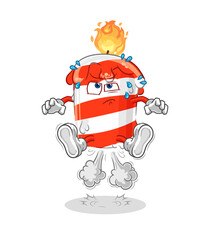 birthday candle fart jumping illustration. character vector