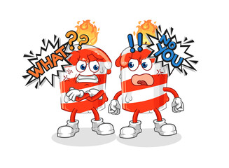 birthday candle arguing each other cartoon vector