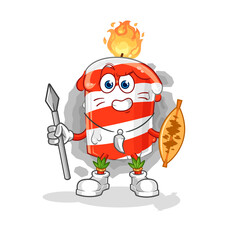 birthday candle african tribal fighter mascot. cartoon vector