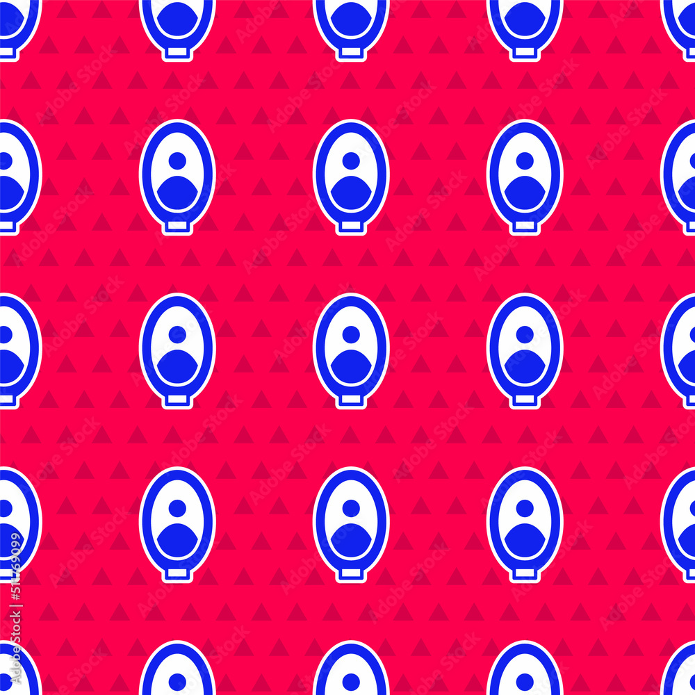 Aufkleber blue portrait picture in museum icon isolated seamless pattern on red background. vector