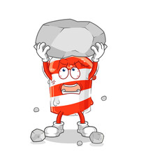 birthday candle lifting rock cartoon character vector