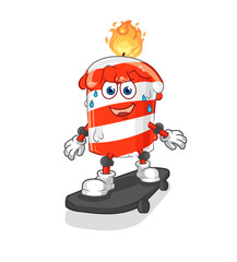 birthday candle riding skateboard cartoon character vector