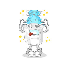 bottle of milk dizzy head mascot. cartoon vector