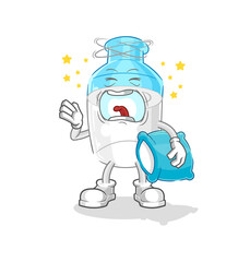 bottle of milk yawn character. cartoon mascot vector