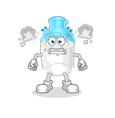 bottle of milk very angry mascot. cartoon vector