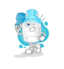 bottle of milk young boy character cartoon