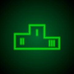 Winners podium simple icon vector. Flat design. Green neon on black background with green light.ai