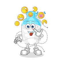 bottle of milk laugh and mock character. cartoon mascot vector