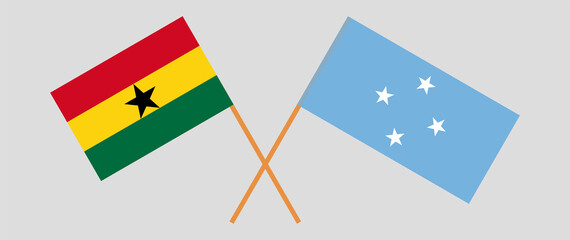 Crossed flags of Ghana and Micronesia. Official colors. Correct proportion