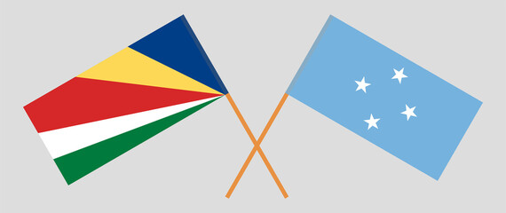 Crossed flags of Syria and Micronesia. Official colors. Correct proportion