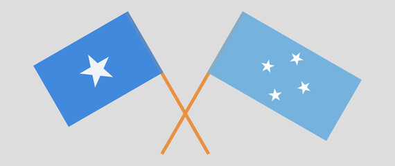 Crossed flags of Somalia and Micronesia. Official colors. Correct proportion
