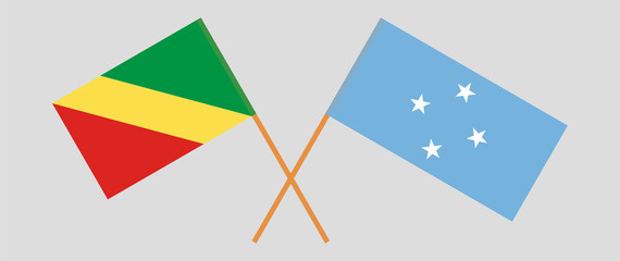Crossed flags of Republic of the Congo and Micronesia. Official colors. Correct proportion
