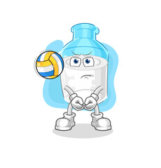 Fototapeta premium bottle of milk play volleyball mascot. cartoon vector