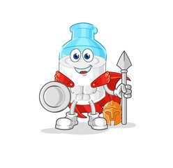 bottle of milk spartan character. cartoon mascot vector