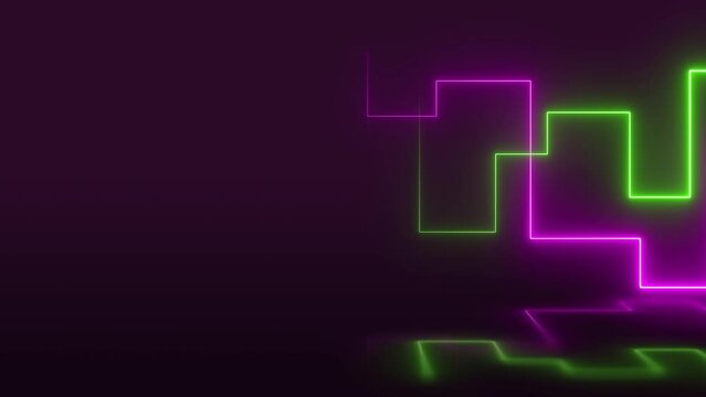 Pink and Green Neon Lights Glowing Lines Loop 4K Moving Wallpaper Background