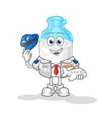 bottle of milk pilot mascot. cartoon vector
