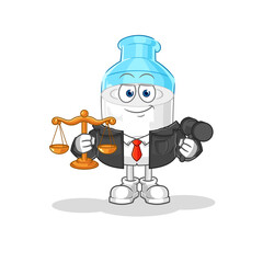 bottle of milk lawyer cartoon. cartoon mascot vector