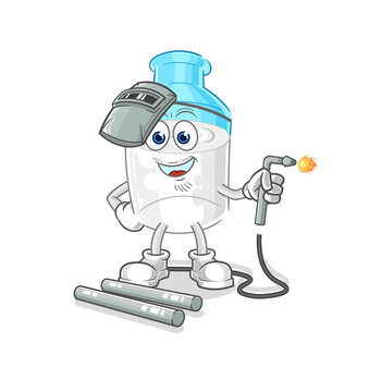 recommend clip art: bottle of milk welder mascot. cartoon vector