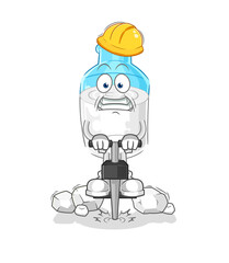 bottle of milk drill the ground cartoon character vector
