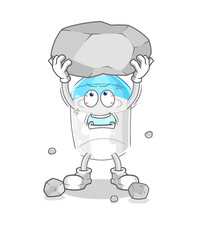 Fototapeta premium bottle of milk lifting rock cartoon character vector