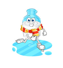 bottle of milk ice skiing cartoon. character mascot vector