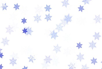 Light Purple vector pattern with christmas snowflakes, stars.