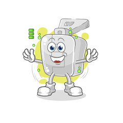 zipper full battery character. cartoon mascot vector