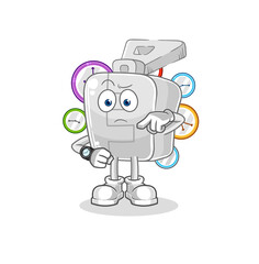 zipper with wristwatch cartoon. cartoon mascot vector