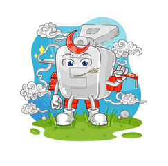 zipper samurai cartoon. cartoon mascot vector