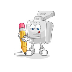 zipper write with pencil. cartoon mascot vector