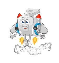 zipper with jetpack mascot. cartoon vector