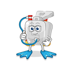 zipper diver cartoon. cartoon mascot vector