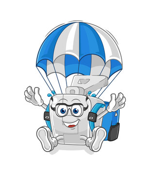 recommend clip art: zipper skydiving character. cartoon mascot vector