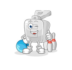 zipper play bowling illustration. character vector
