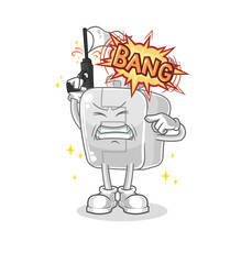 zipper warning shot mascot. cartoon vector