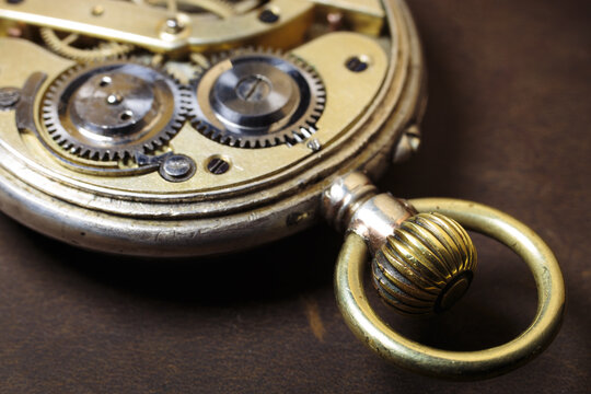 Gears and mechanism of ancient pocket watch