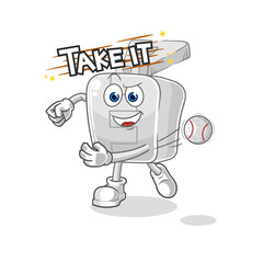 zipper throwing baseball vector. cartoon character