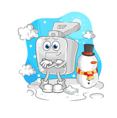 zipper in cold winter character. cartoon mascot vector