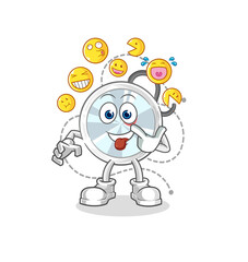 stethoscope laugh and mock character. cartoon mascot vector