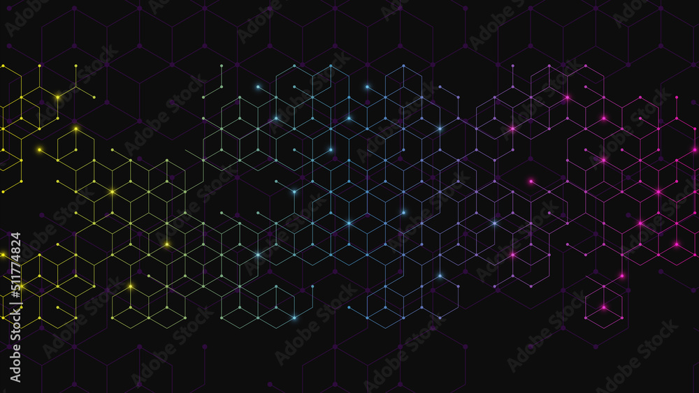 Poster geometric pattern with cubes. technology background. vector illustration