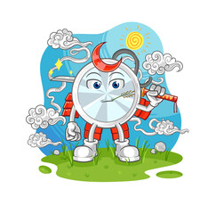 Naklejka premium stethoscope samurai cartoon. cartoon mascot vector