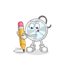 stethoscope write with pencil. cartoon mascot vector