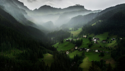 Dark and gloomy atmosphere at alpe di siusi in italian Dolomites.