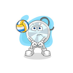 stethoscope play volleyball mascot. cartoon vector