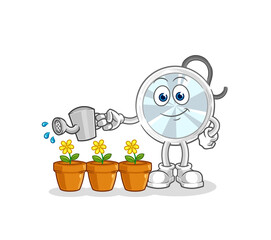 stethoscope watering the flowers mascot. cartoon vector