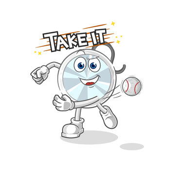 stethoscope throwing baseball vector. cartoon character