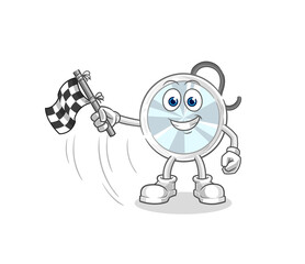 stethoscope hold finish flag. cartoon mascot vector